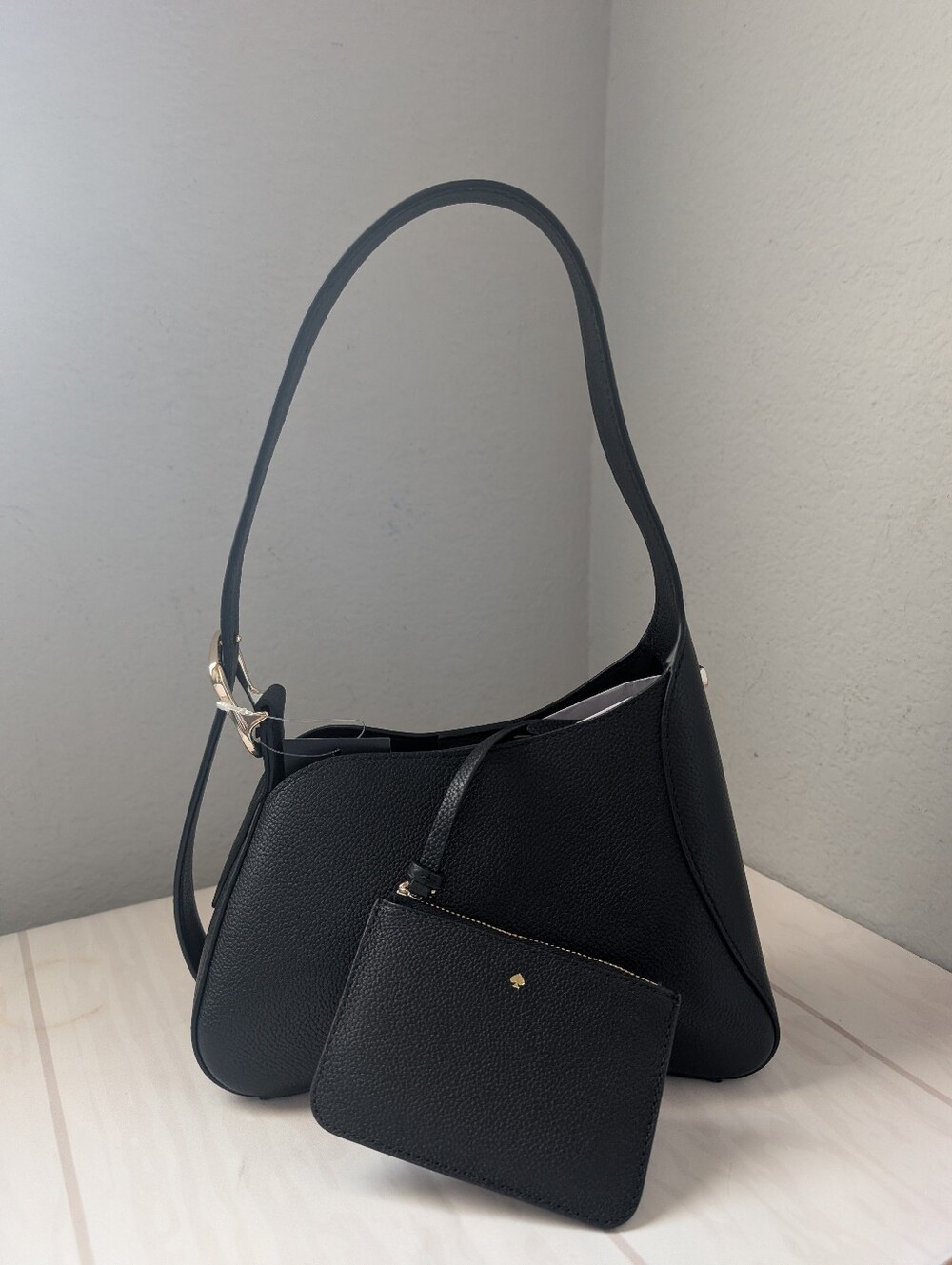 NWT Kate Spade KO415 454 Sculpted Shoulder Bag In Black